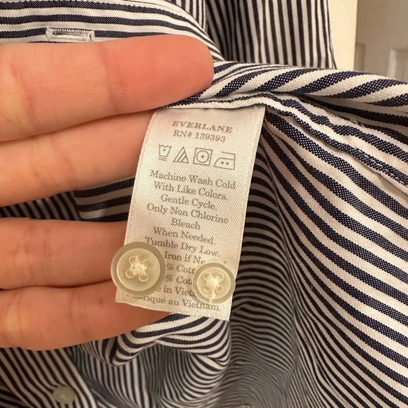 Everlane Striped Long Sleeve Button Down Shirt Men’s X-Large Casual Cotton Navy - Picture 4 of 6